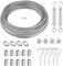YEYIT 26 Piezas Kit de Cables de Acero Inoxidable para Colgar 20M Cable de Acero Inoxidable 304 PVC Cuerda de Alambre，Cable Acero Plastificado para Suspensión de Tendedero, Cordón de Jardinería