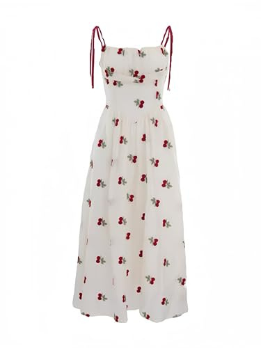 Generisch YYWQ Robe maxi à épaules dénudées avec fleurs de cerisier Blanc, Blanc., M