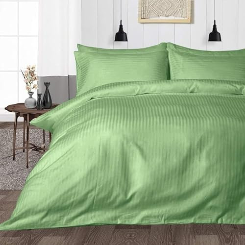 HUNTER BEDDING Bettbezug-Sets für Einzelbett (140 x 200 cm), bequemer 1 Bettbezug und 2 Kissenbezüge, 100 % ägyptische Baumwolle mit Fadenzahl 300, Bettbezug-Sets mit Reißverschluss, Salbeigrün