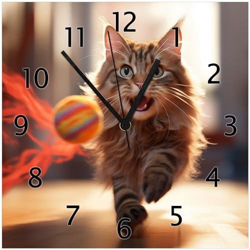 Wallario Design-Wanduhr Kleiner Jäger im Spiel aus Glas, Motiv-Uhr Größe 30 x 30 cm, Schwarze Zeiger