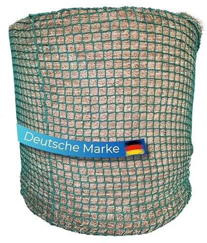 Flori's® Heunetz Rundballen – ø 150 cm, Höhe 150 cm – Maschenweite 4,5 x 4,5cm – Stabiles Heunetz für Pferde zur artgerechten Fütterung - Rundballennetz für Heuraufe geeignet, Heuballennetz engmaschig