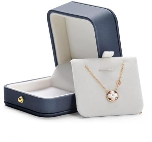 Papten Ketten Aufbewahrung Schmuckaufbewahrung Anhänger Geschenkbox Blau | halskette box,schmuckaufbewahrung für ketten Schmuck Geschenkbox für Valentinstag Geburtstag,Leder,schmuckkästchen klein