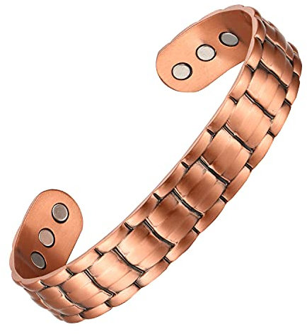 MagEnergy Kupferarmband Für Herren, Ultra-Stärke Magnetarmband mit 3500 Gauss-Magneten, 99,9% Reines Kupfer, Verstellbare Schmuck-Geschenkbox (Kupfer - Klassisch)