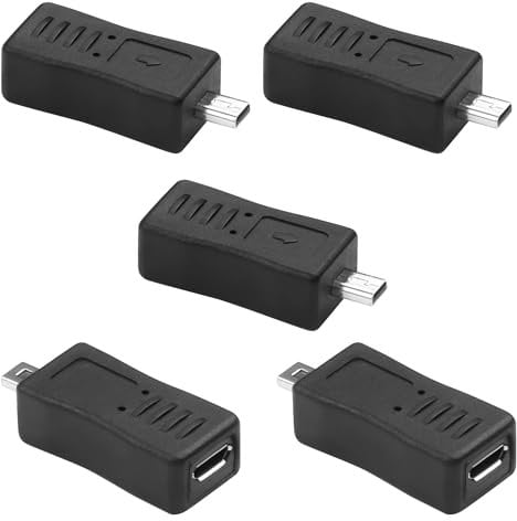 JSADZKJ Micro to Mini USB Adapter,Micro USB Female to 8 Pin Mini USB Male Conversion Adapter for Phone Computer Cameras GPS Car Recorder Charging and Transferring Data (5 pcs)