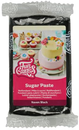 FunCakes Pâte à Sucre Raven Black: facile à utiliser, lisse, flexible, douce et pliable, parfaite pour la décoration de gâteaux, halal, casher et sans gluten. 250 g (Lot de 2)