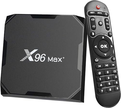 Box TV X96 Max Plu 4 Go de RAM et 32 Go de ROM Box Android TV Box Media Player Haute qualité (Android 10.0) avec telecommande et Cable HDMI, Lecteur multimédia Boite TV 4K