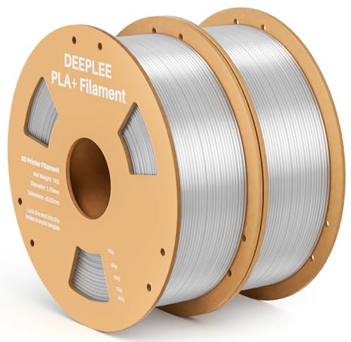 DEEPLEE PLA+ Filament 1.75mm, PLA Plus 3D Drucker Filament, Maßgenauigkeit +/- 0,02 mm, Filament 3D-Druckmaterialien, Klar 2kg (1kg/Spool)