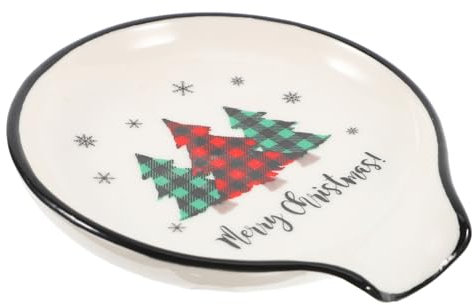 DECHOUS Christmas Themed Spoon Rest Ceramic Kitchen Utensil Holder for Stove Top Dining Multifunctional Marble Spoon Rest for Cooking Snacks Elegant Christmas Kitchen Decor