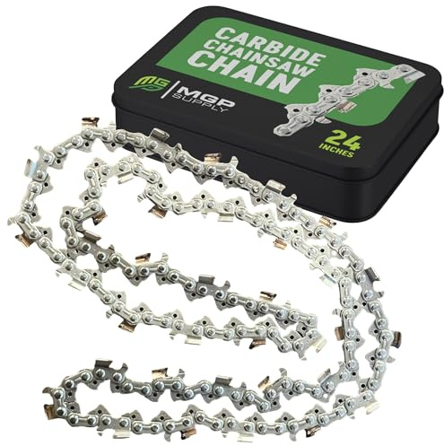 24in Carbide Full-Chisel Chainsaw Chain Loop | 3/8in | .050 Gauge | Fits Stihl, Oregon, and Husqvarna Chainsaws (84 Drives for 24 Bar)