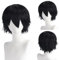 FOUNSHO Perücke Kurze Schwarz Anime Perücke für Herren Damen, 12 Inch/30 cm Layered Kurze Herrenperücke Gerade, 70er 80er Männer Perücke Party Kostüm Cosplay Perücke Für Mann Halloween (Schwarz)
