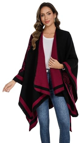 colornival Poncho for Women Shawls Wraps Oversized Winter Scarf Women's Knitted Cape Warm Wearable Blanket Long Cardigans Sweater Coats Christmas Birthday Gifts for Ladies