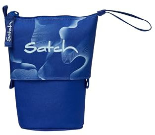 satch Pencil Slider extra groß inkl. Trennfach Reißverschlussfach Stiftehalter Geodreieck Sichtfenster für Stundenplan Vibrant Blue - Blau