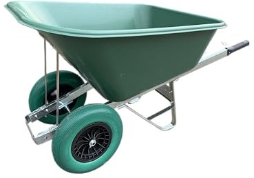 Agri Barrow Wheel Barrow 200 Litre Plastic Wheelbarrow with Puncture Proof Twin Slim Tyres, Green – Ideal for Equestrians, Farmers, Gardeners, Stable Yards, and Heavy-Duty Use
