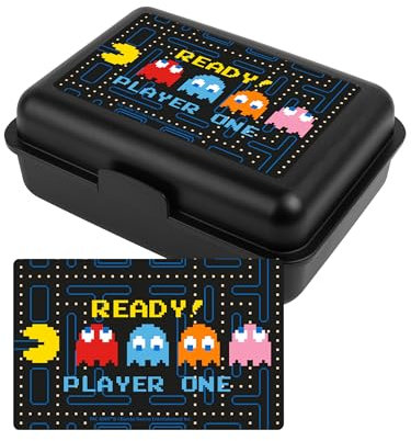 United Labels Pac-Man Brotdose - Ready! Player One Lunchbox Butterbrotdose mit Trennwand Schwarz
