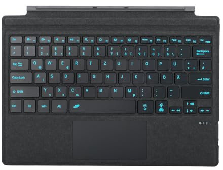Seagtigau Tastatur für Microsoft Surface Pro 7+ / Pro 7 / Pro 6 / Pro 5 / Pro 4 / Pro 3, 12.3 Zoll, Bluetooth Type Cover mit Trackpad, QWERTZ Deutsch Layout (Holzkohle)