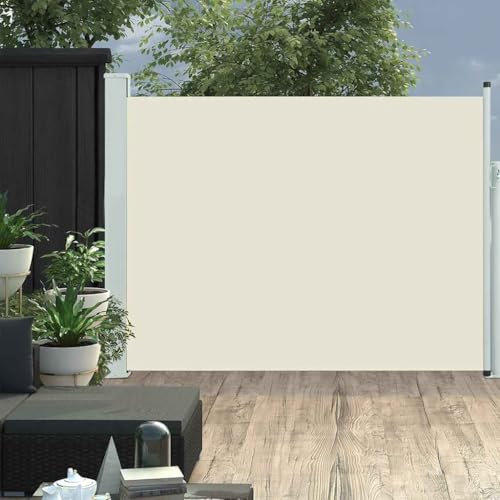 HOMTAKIE Toldo lateral retráctil de Patio 140x500 cm Crema