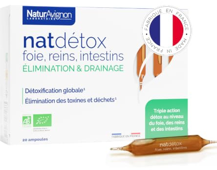 NaturAvignon | Détox Foie Reins Intestins – Complément Alimentaire Puissant & Rapide | Radis Noir, Bouleau, Jus de Citron Bio | Digestion, Drainage, Métabolisme | 20 Ampoules