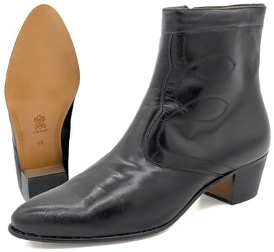 MARTTELY Uomo Stivali Business Scarpe con suola in pelle Cerniera Stivaletti con tacco