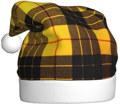 BLWSLC Weihnachtsmütze für Erwachsene, Gelb, Grau, Schwarz, kariert, bedruckt, festliche Weihnachtsmütze, geeignet für Neujahrsfeiertage und Partys im Freien