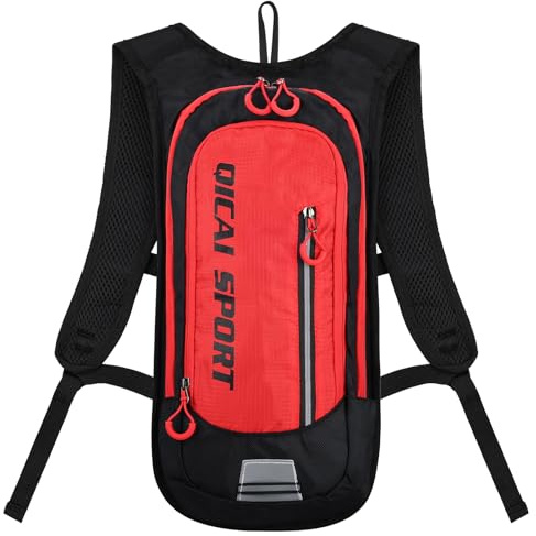 Outplea Ultraleicht Fahrradrucksack Damen Herren, 10L Klein Mountainbike Rucksack MTB, Wanderucksack für Radfahren Skifahren Laufen, Rot