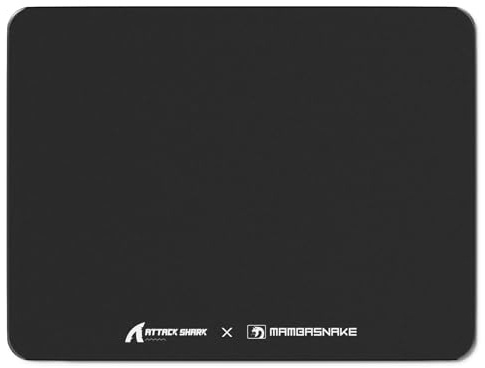ATTACK SHARK CM05SE Tapis Souris Verre Trempé, 9H Dureté Anti-Rayures, Surface Ultra-Lisse Gravée Nano, Base PU Antidérapante, Haute Précision, Déplacement Rapide, 410×310×5mm, Esports/Bureau - Noir