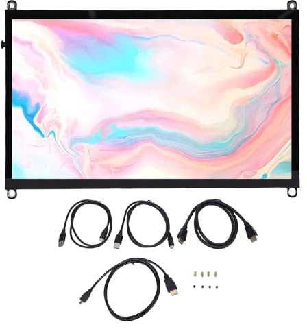 YUEHISY 10,1-Zoll-LCD-Touchscreen-Display (kapazitiv), 1024 X 600 Pixel, Weiter Betrachtungswinkel, Plug & Play, Tragbarer Monitor für RasPi 4B