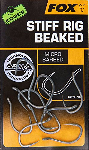 Fox Edges Armapoint Stiff Rig Beaked Hooks - 10 Karpfenhaken, Angelhaken zum Karpfenangeln, Haken für Karpfen, Boiliehaken, Größe:8