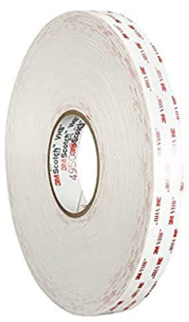 3M 4930 VHB Adhesive Tape, 25 mm x 33 m, 0.6 mm, White, Paper Liner, Pack of 3