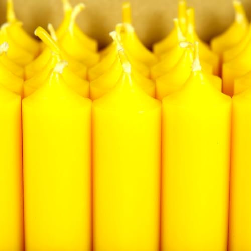 Bütic GmbH Stabkerzen durchgefärbt 180mm x Ø 22mm - Kerzen hochgereinigt, Brenndauer 8h, geruchsneutral, rußarm mit rückstandsfreiem Abbrand, Farbe:Gelb, Set mit:8 Stück