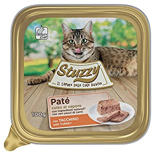 Stuzzy Mister Nassfutter für ausgewachsene Katzen, Truthahn, Linie Pastete und Fleisch in Stücken, insgesamt 3,2 kg (32 Becher x 100 g)