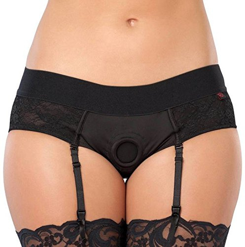 Lovehoney Unisex Crotchless Open Back Harness Briefs - M/L - Lace - Soft & Stretchy