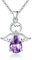 AEONSLOVE Schutzengel Anhänger Kette Damen Silber Halskette Mit Engelsflügel Glücksbringer Engel Flügel Amethyst Crystal CZ Schmuck Geschenke für Mädchen Mutter Tochter Kinder Frauen