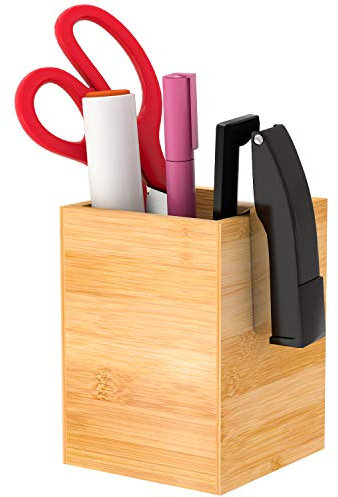 ZRI Bamboo Stiftebox Stiftehalter Stifteköcher Holz - für Büro Schule 9,5x9,5x12,7cm
