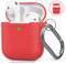 AHASTYLE AirPods Hülle Silikon AirPods Case [Front-LED Sichtbar] Kompatibel mit Apple AirPods 2 & 1 (2019) (Mit Karabiner, Rot)