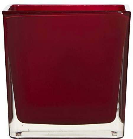 Teelichthalter, Dekoglas WÜRFEL Cube RED H. 8cm 8x8cm rot Hakbijl