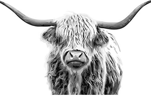 MAGICXYZ Malen Nach Zahlen DIY Vorgedruckt Leinwand-Ölgemälde Kuh schwarz und weiß 40x50cm Geschenk für Erwachsene Kinder Malen Nach Zahlen Kits Home Haus Dekor(Ohne Rahmen)