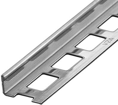 HORI® Fliesenprofil I Winkelprofil aus Edelstahl Stück Länge á 2,50 m I Höhe: 8.00 I gebürstet