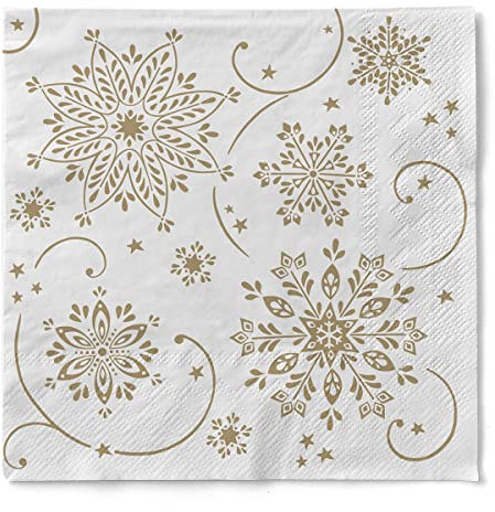 Mank GmbH Tissue Servietten 40x40 cm Premium Einweg Serviette saugstark perfekt für Weihnachtsfeiern & Adventsfeiern Weihnachtsservietten 100 Stück Cristal (Weiß)