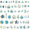 Julie Wang 30PCS Emaille Blau Charmes Zufällige Mischobst Tierblumen Legierung Anhänger Halskette Ohrringe Schmuckherstellung Zubehör