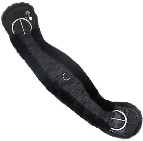 Merauno® Lammwolle Western Mondgurt Sattelgurt, aus Qualitäts Merino Lammwolle, spezielle anatomisch konkave Form, für bessere Rutschfestigkeit. Farbe:Natur, Schwarz, Braun, Anthrazit