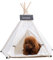 Sunnykud Tipi Zelt für Haustiere Hundezelt Katzenzelt Haustierzelte Häuser mit Kissen Abnehmbar und Waschbar Haustierbett Wegklappen Haustier Hundebett Katzenbett (M:50x50x60cm, Halbe Spitze)