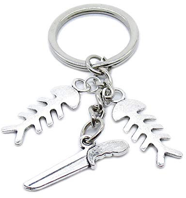 20 Pieces Keychain Keyring Jewellery Clasps Suppliers UB4Z6R Knife Fishbone Bone Fish
