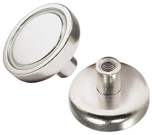 Neodym Magnet mit Gewinde - Extra Starke Topfmagnete D 25 mm - 22 KG Zugkraft - Flachgreifer Rund mit M5 Innengewinde Buchse [1 Stück]