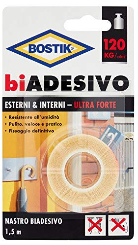 Bostik 65652 Nastro Biadesivo, Traslucido