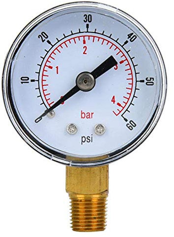 Wasserdruckmesser, Manometer unten montieren, Manometer für Luft Öl Wasser(0-60psi,0-4bar)