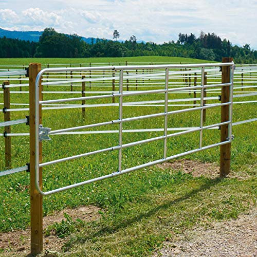 Agrarzone Weidezauntor verzinkt 110cm verstellbar 5m - 6m | Weidetor mit Montageset | elektrifizierbares Weidegatter für sicheren Weidezugang | Zaun-Tor für Schafzaun Pferdezaun Elektrozaun Weidezaun