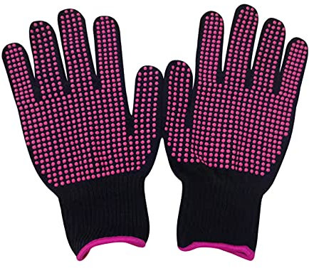 Shinekoo Heat Resistant Glove for Hair Styling, 2Pcs Professional Heatproof Anti-Scald Heat Mittens with Silicone Nodules for Flat Iron Curling Wand Iron Hot-Air Brushes
