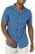 Amazon Essentials Chemisette Décontractée en Coton, Coupe Ajustée Homme, Bleu Marine Imprimé Palmes, XL
