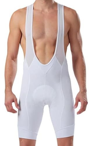 SGCIKER Fahrrad-Trägerhose, Gel-Paddal, mit Laserschnitt, Weiß, Weiß, M-L Kurze Schlauch