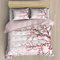 Sets de Housses de Couettes 220x240 Parure de lit 2 Personnes Rose Clair Fleurs De Cerisier Japon Printemps 3D Imprimé Ensemble de Literie avec 2 taie d'oreiller 50x75 cm